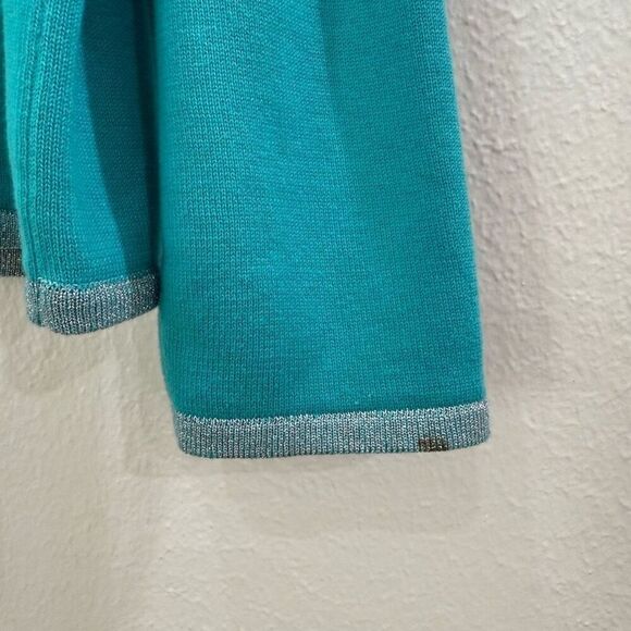 Bob Mackie Wearable Art Women's Size Large Embroidered Blue Cardigan Sweater - Picture 8 of 9